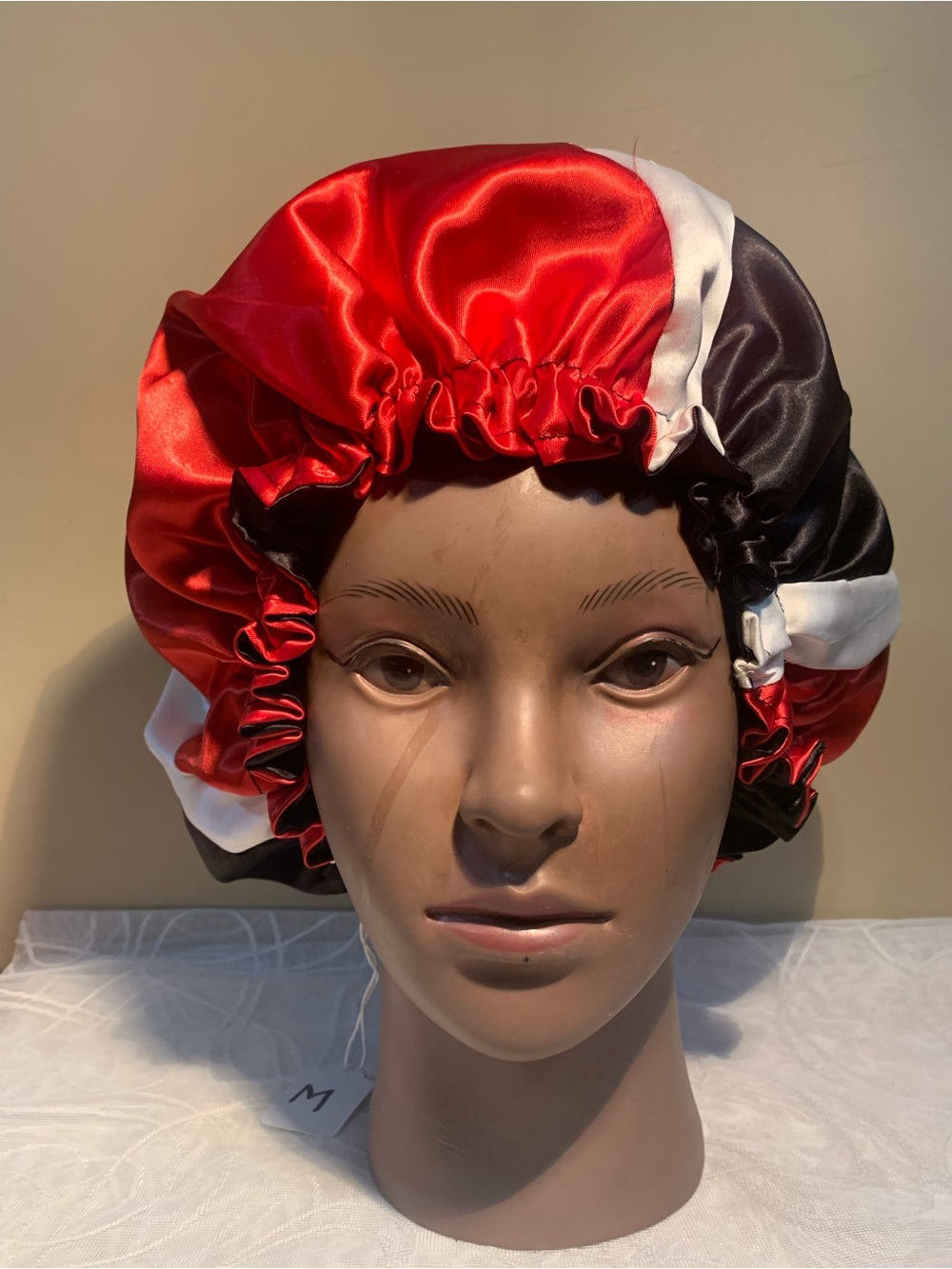 Satin Reversible Sleep Bonnet - Trinidad flag 🇹🇹 Red, Black & White